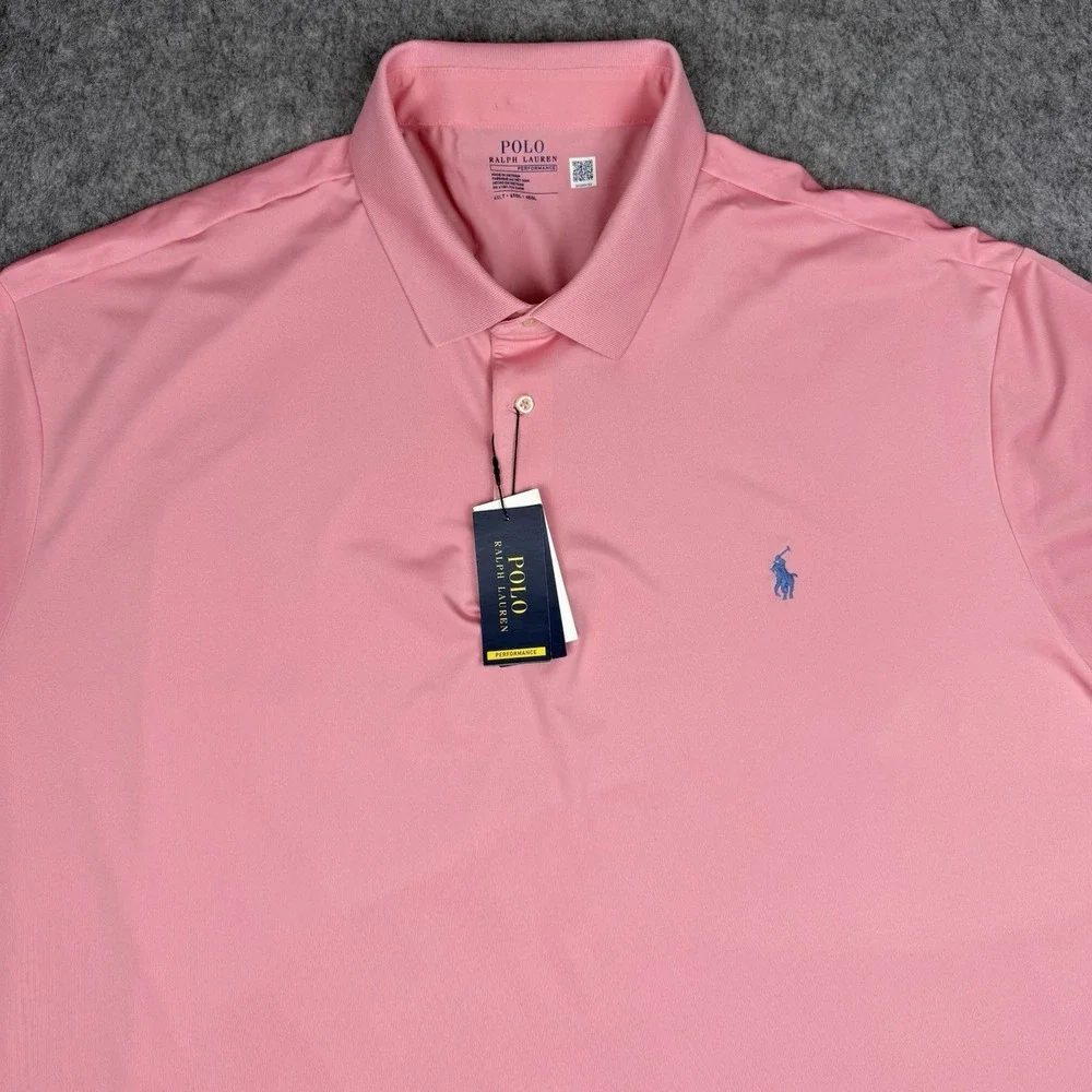 Polo Ralph Lauren Performance Polo Shirt Men 4XLT Big Pink Jersey Pony NWT $125